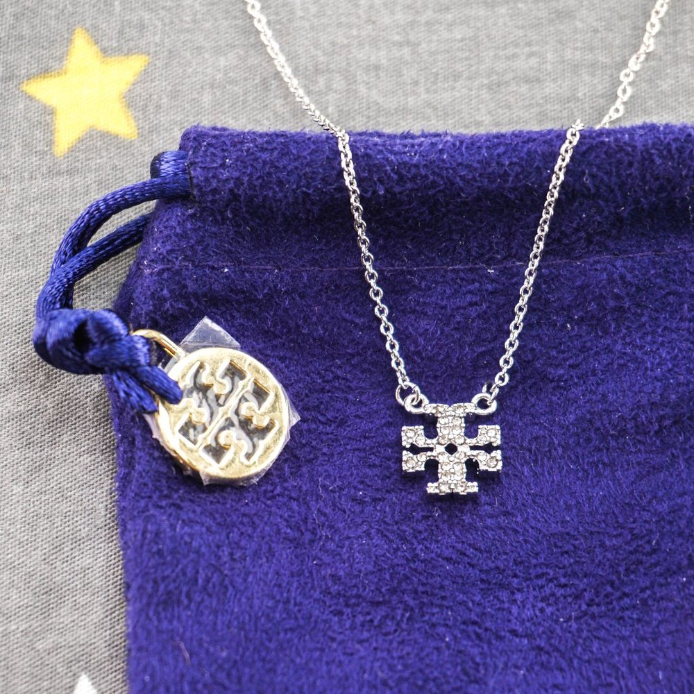 Tory Burch Kira Pave Delicate Necklace Silver
